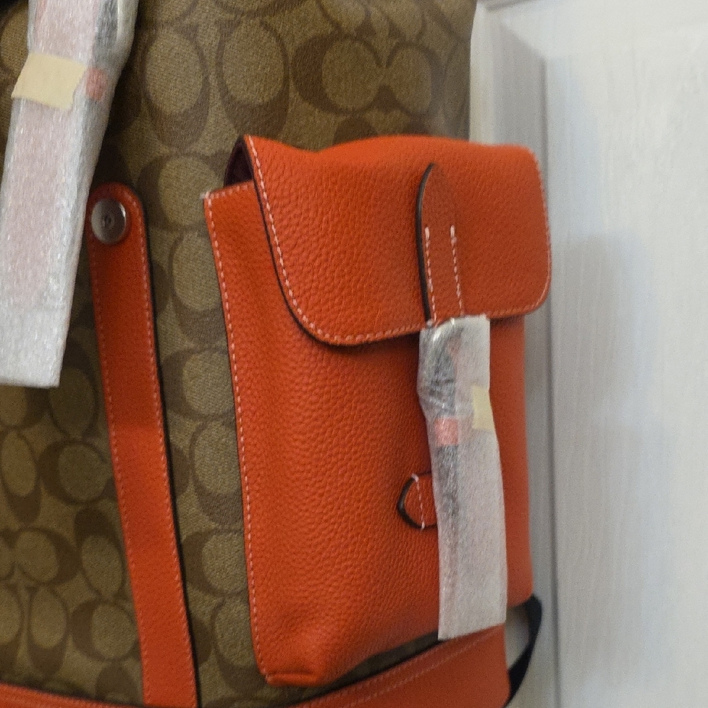 Coach Brown‎ and Orange Backpack with Signature Design - Picture 13 of 16